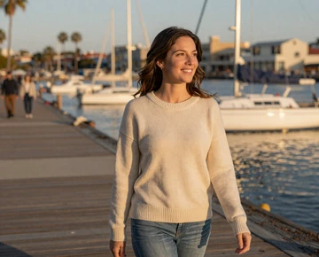 Woman by harbor - navy dating site member