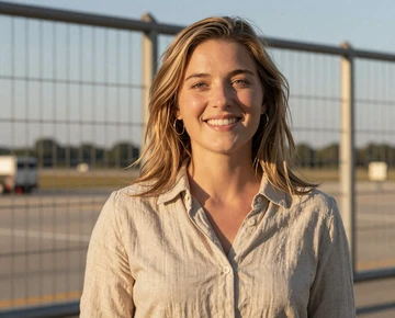 Woman at an airfield - military pilot dating site category