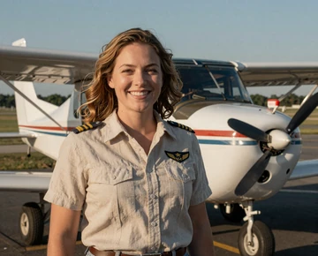 Woman at an airfield - military pilot dating site category
