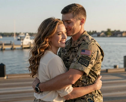 Marcus and Hannah homecoming - navy dating success story